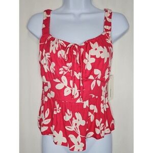 Urban Romantics Women's Pink Floral Smocked Sleeveless Top Size Small NWT
